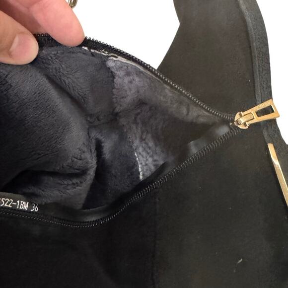 Casso Vito Black Faux Suede Over the Knee Boots Size 36 Fits US 6/6.5 Gold Trim - Picture 8 of 9